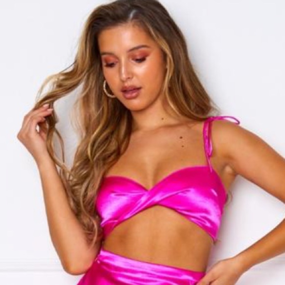 Pink Satin Crop Top